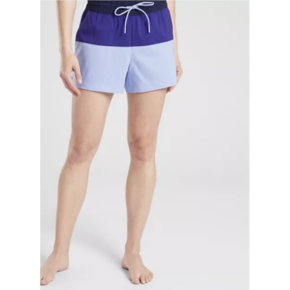 Athleta Oahu Colorblock Swim Paddle Board Shorts Drawstring Blue 10 NWT $59